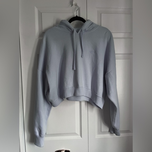 Hollister Pale Blue Cropped Hoodie - Picture 1 of 3
